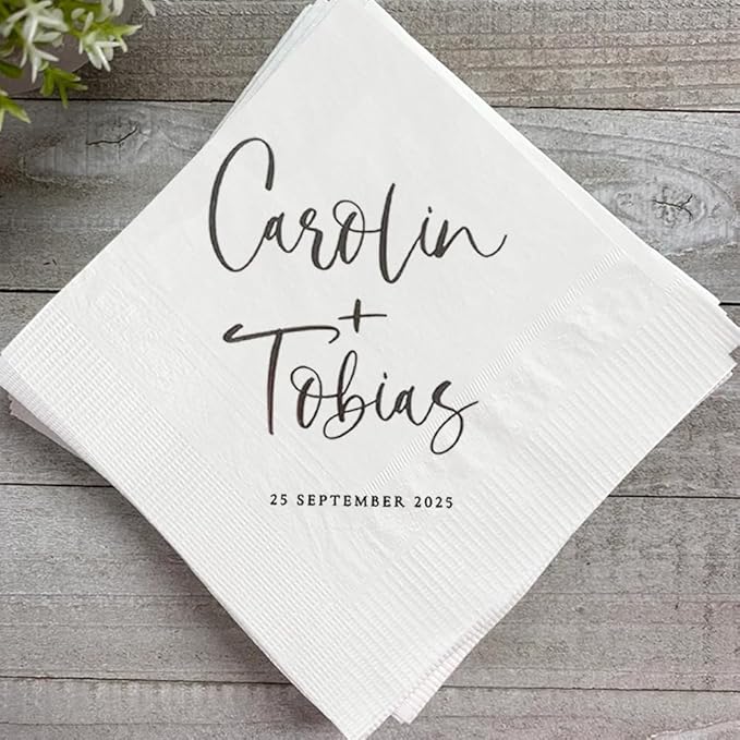 Personalized Wedding Cocktail Napkins, Customized Monogram Wedding Napkin, Custom Dinner Napkins For Bridal Shower, Engagement Party Decorations, Bridal Shower Decorations