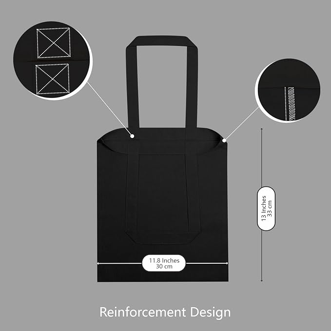 TOPDesign 30-Pack Economical 11.8"x13" Black Cotton Tote Bag, 5oz Lightweight Fabric, Small Reusable Grocery Shopping Cloth Bags, DIY Your Creative Designs