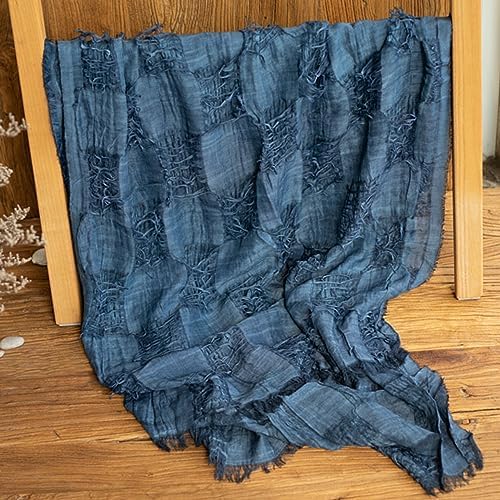 Honra Orraphtstu Newborn Photography Props Baby Photo Posing Wraps Girls Boys Photoshoots Blanket Vintage Fringed Texture Layers (Blue) - Image 3