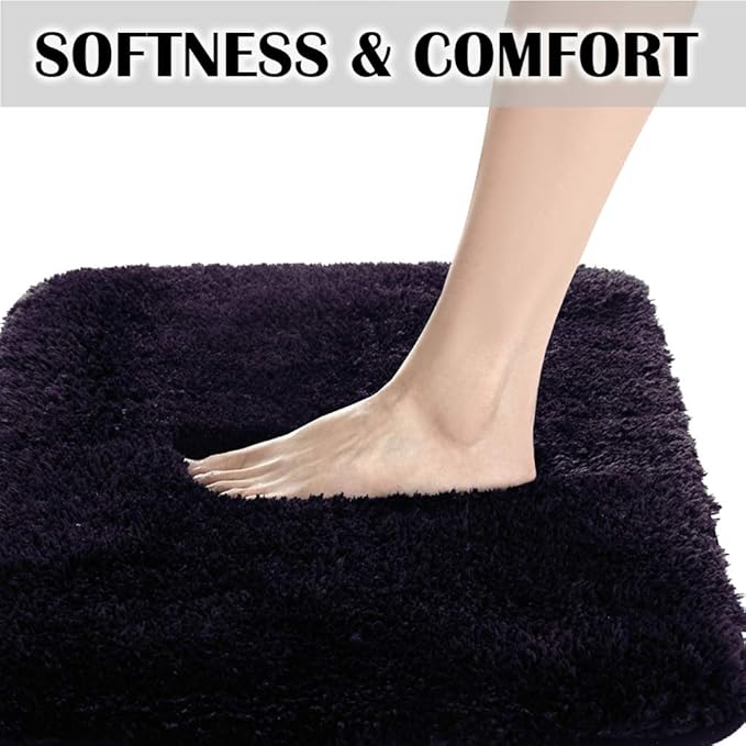 Suchtale Extra Soft & Absorbent Shaggy Bath Mat (24 x 60, Dark Purple) - Machine Washable Microfiber, Non Slip, Shaggy Bathroom Mat