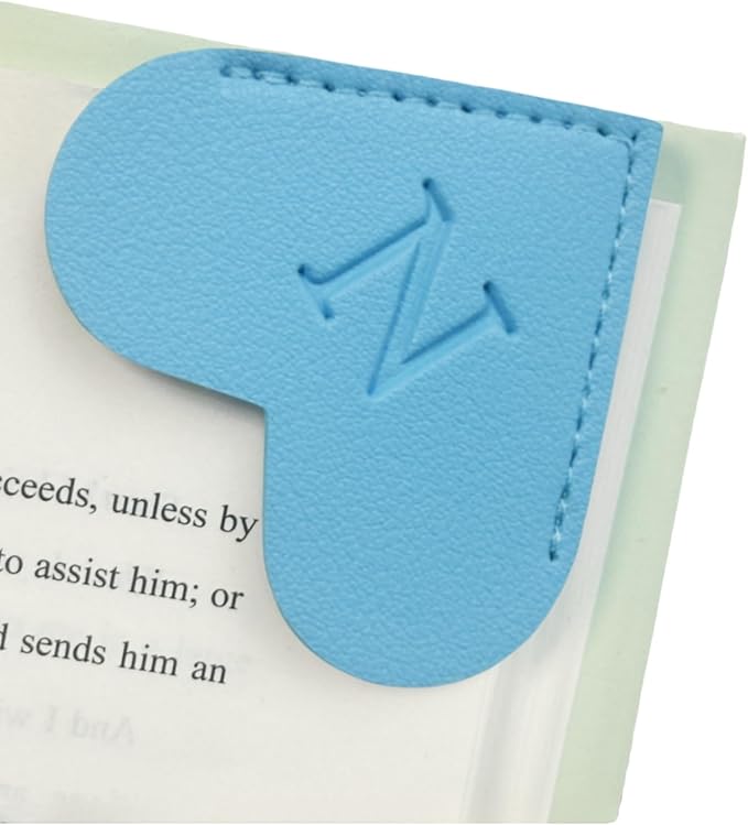 MOTEERLLU Personalized Leather Heart Bookmark with Initials, Handmade, Letter Cute Custom Corner Book Marks for Reading Women, Teachers, Students, Book Lovers, Book Accessories(Blue,N)