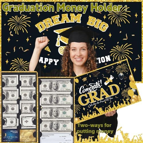 Class of 2026 Graduation Leis with Money Gift Set, 2 pcs Candy Lei Graduation Cash Holder,Personalized Graduation Gifts Money Leis with Photo Frame Congrats Grads Gift Idea for Graduate Party Supplies-Gold Black - Image 7