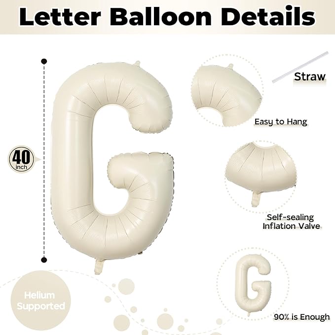 40 Inch Beige GRAD Balloons for Graduation Party Decorations, Large Cream White Sand Grad Balloons Letter, Ivory Alphabet Grad Banner Sign for Class of 2025 Congrats Grad Party Decor Supplies