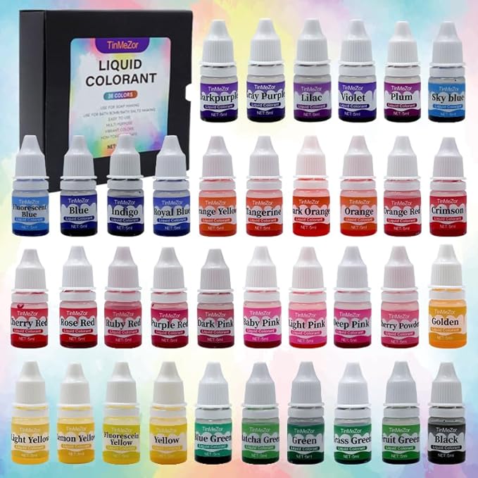 Soap Dye - Food Grade 36 Color,5ml/Bottle of Liquid Concentrated Colorant Kit Soap Colorant- Color for Bath Bomb Supplies Kits, Bath Salt Crafting,Soap Making (36)