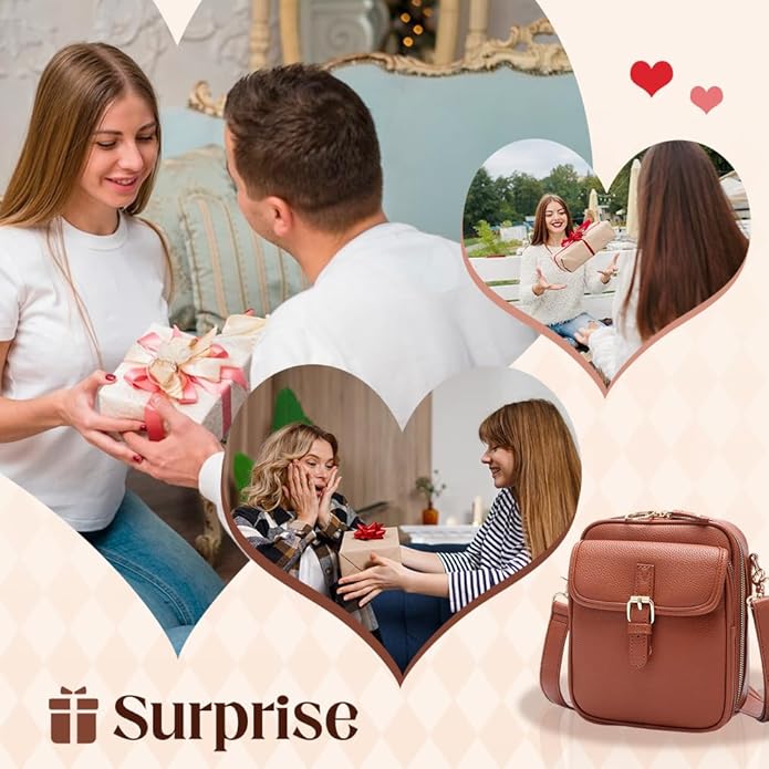 Crossbody Leather Bag for Women, Multi-Slot Multifunctional Large Capacity Bags Adjustable Shoulder Bags