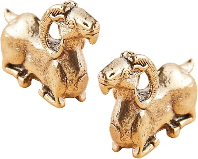 Brass Animals Figurine Decorative,Solid Copper Decorations,Small Brass Metal Statue,Tea Pet Home Decorations, Office Tea Table Statue(2pcs-Goat)