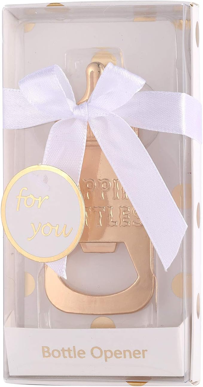 48 Pack Bottle Opener Baby Shower Favor For Guest,Cute Poppin Bottle Shaped Bottle Opener Favors for Baby Shower Souvenir Supplies and Decorations For Boy or Girl,Wedding Favor for Guest(White, 48)