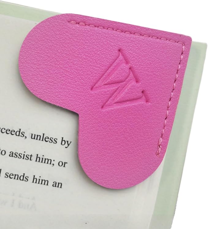 MOTEERLLU Personalized Leather Heart Bookmark with Initials, Handmade, Letter Cute Custom Corner Book Marks for Reading Women, Teachers, Students, Book Lovers, Book Accessories(Rose,W)