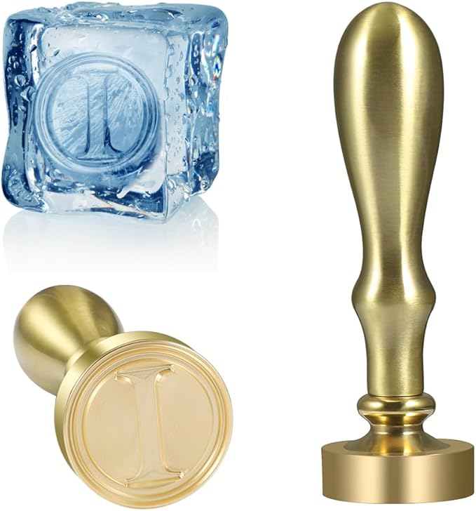 Ice Cube Stamp for Cocktails Ice Stamp Brass Head with Handle, Ice Branding Stamp for Ice Cubes Cocktail Whiskey Drinks Party Wedding Making DIY Crafting (Letter I)
