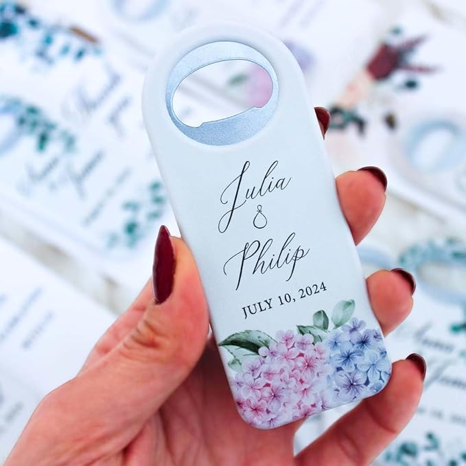 20 PCS Personalized Wedding Favors Bottle Openers - Custom Wedding Gifts for Guests with Thank You Cards, Memorable Thank You Gift for Celebrating Your Special Day (Rectangle)