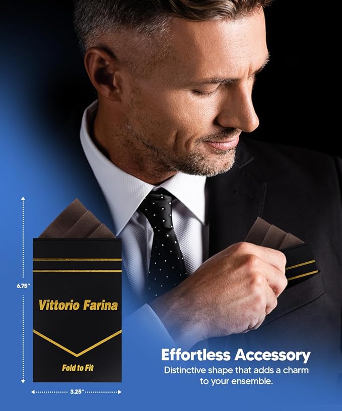 Premium Pre-Folded Four-Point Suit Pocket Square for Men with Sewn Pocket Fold