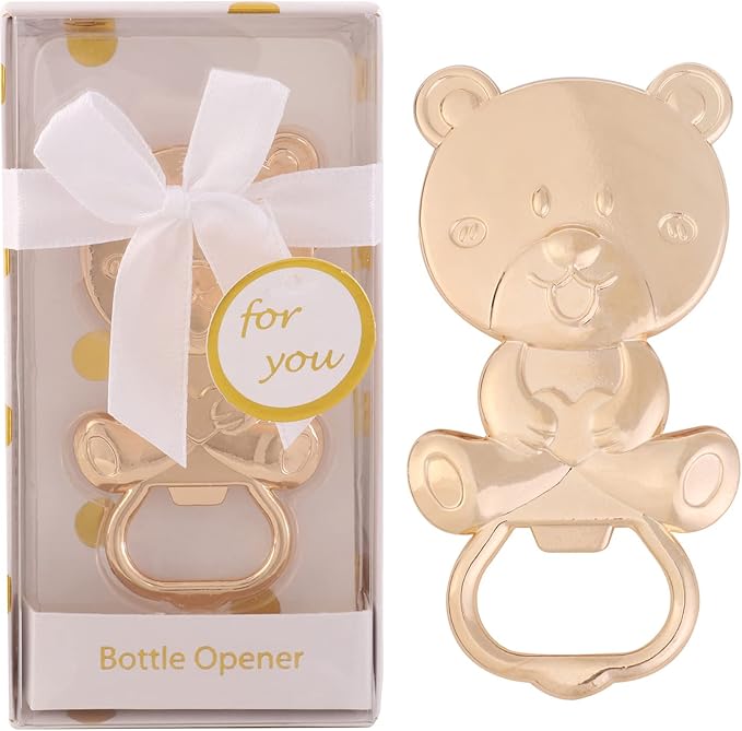 24 pcs Baby Shower Favors for Guest Bear Bottle Opener Baby Shower Keepsake Baby Shower Return Gift for Guest Baby Shower Souvenir for Boy or Girl Baby Shower Decorations (White bear)