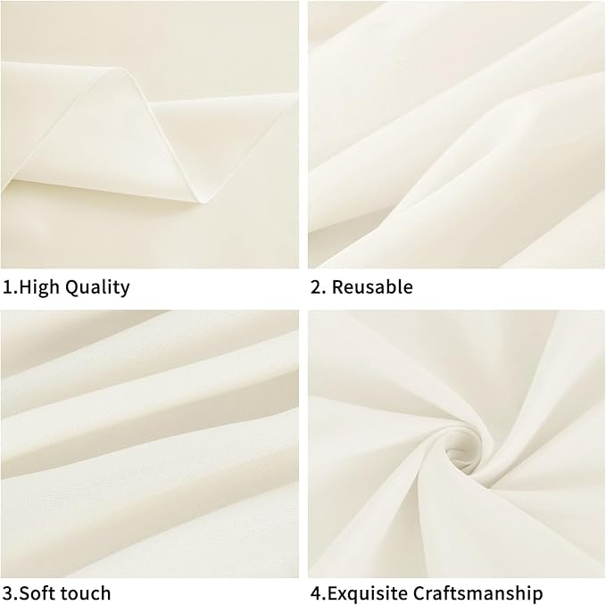 Ivory 6 Pack Polyester Table Cloth 60 x 84 Inch, Rectangle Tablecloths for 6 Foot Tables Washable Table Cloth for Party Wedding