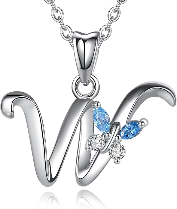 EUDORA Sterling Silver Butterfly Initial Necklaces for Women, Elegant Letter Neckles Personalized Gift for Mother, Sister, Daughter, 18 inch Chai