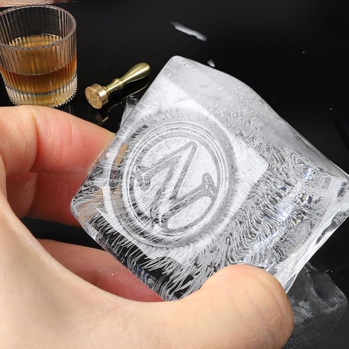Ice Cube Stamp for Cocktails Ice Stamp Brass Head with Handle, Ice Branding Stamp for Ice Cubes Cocktail Whiskey Drinks Party Wedding Making DIY Crafting (Letter N)