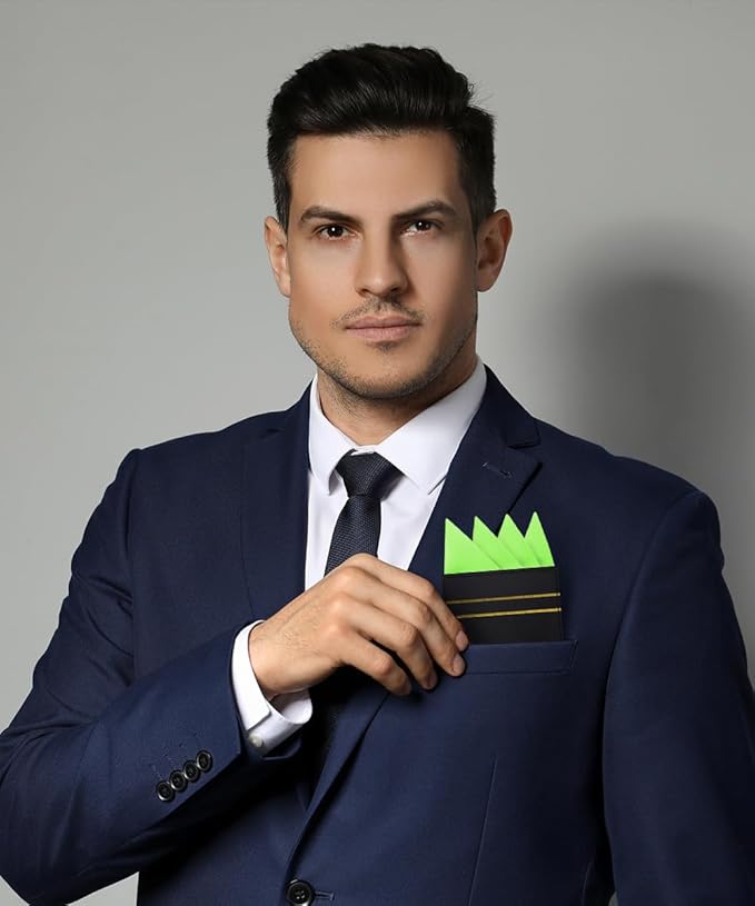 Premium Pre-Folded Four-Point Suit Pocket Square for Men with Sewn Pocket Fold