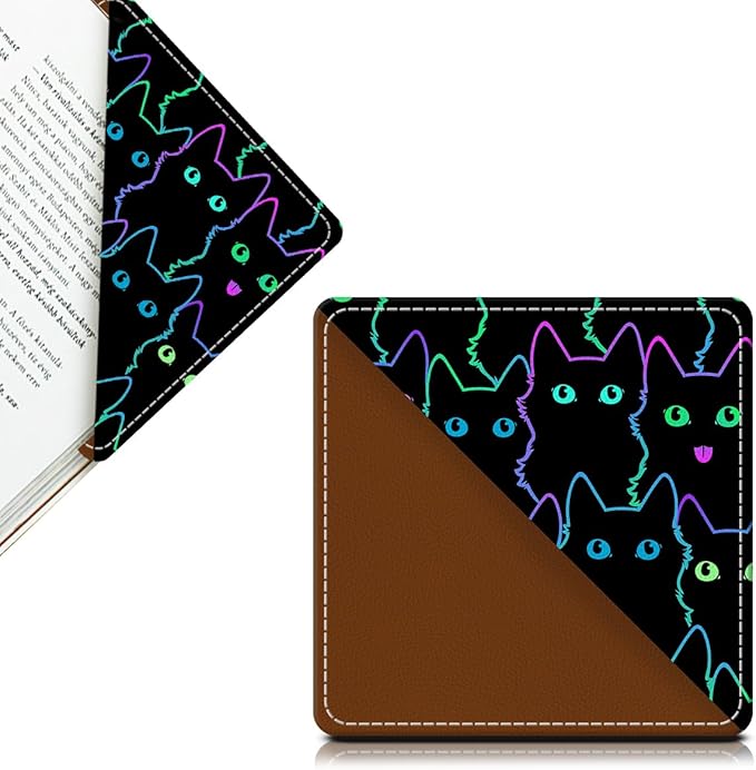 Cute Leather Bookmarks, Fun Triangle Making Corner Bookmark, Book Accessories for Reading Book Lovers, Unbreakable Page Markers for Women Men Cute Cats