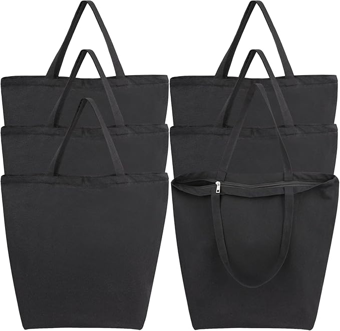 Segarty Canvas Tote Bag Bulk, 6 Pack 20x15.7 Canvas Bags for Women, Reusable Totes Aesthetic with Blank Natural Cotton Cloth for DIY, Grocery Shopping, Beach, Travel，Gift