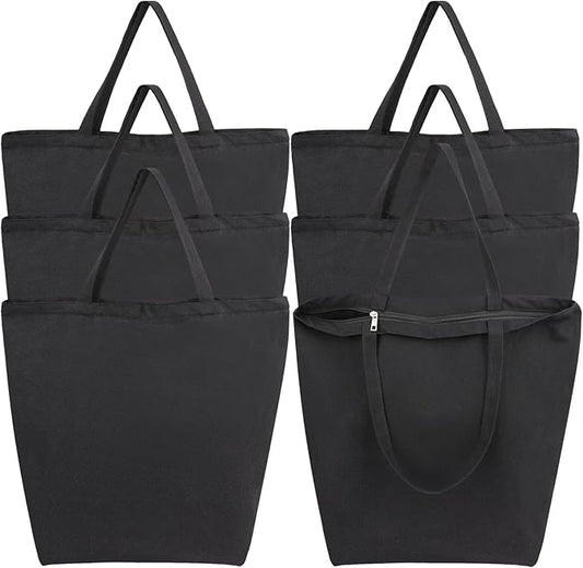 Segarty Canvas Tote Bag Bulk, 6 Pack 20x15.7 Canvas Bags for Women, Reusable Totes Aesthetic with Blank Natural Cotton Cloth for DIY, Grocery Shopping, Beach, Travel，Gift
