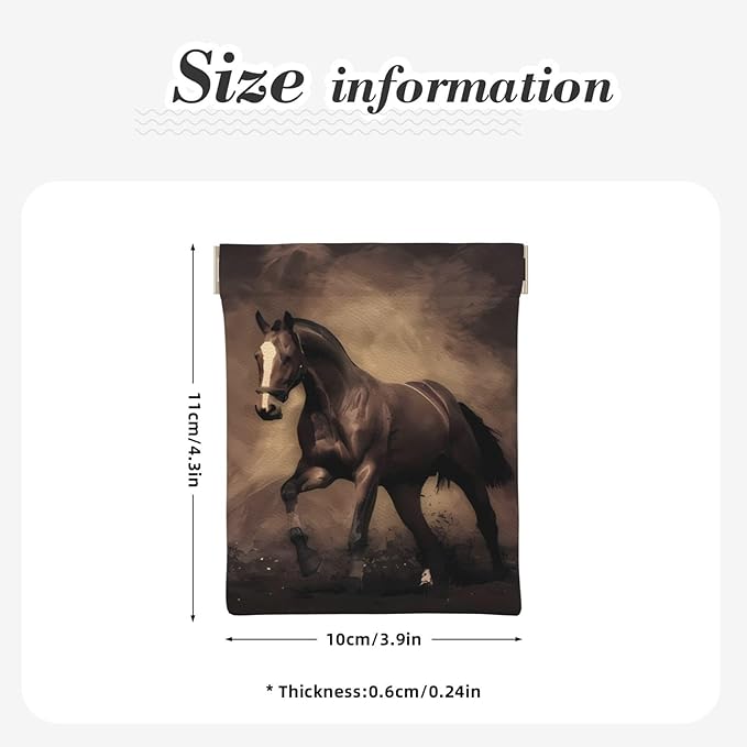 Coin Purse running horse Leather Squeeze Coin Purse Mini Pouch Change Wallet Bag Gifts for Women Kids Girls Key Holder