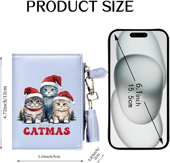 GEEAD Custom Design Small Wallets for Women Bifold Slim Coin Purse Zipper ID Card Holder for Christmas