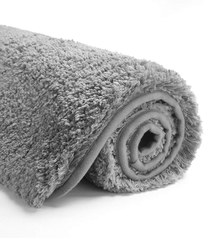 Suchtale Extra Soft & Absorbent Shaggy Bath Mat (24 x 40, Grey) - Machine Washable Microfiber, Non Slip, Luxury Floor Mat