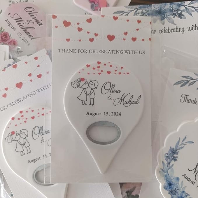 20 PCS Personalized Wedding Favors Bottle Openers - Custom Wedding Gifts for Guests with Thank You Cards, Memorable Thank You Gift for Celebrating Your Special Day (Map Pin)