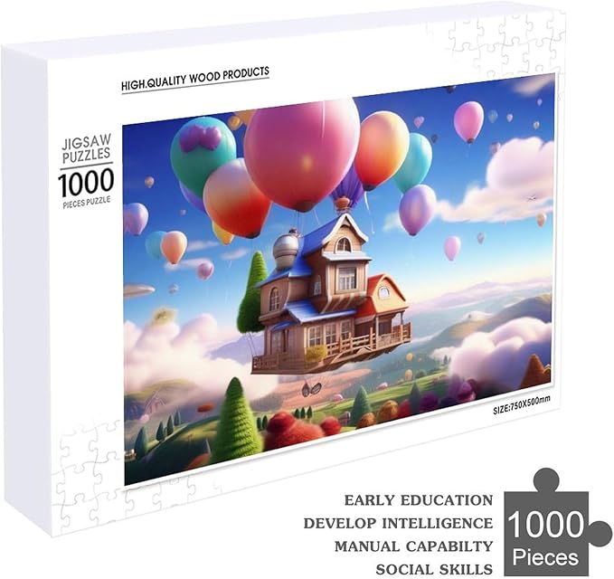 Wooden Puzzle - Floating House Jigsaw Puzzles，Wooden Puzzles for Adults 1000 Pieces Challenge Puzzles，Educational Games，Family Puzzles，Unique Gifts for Wall Art,Funnny Puzzles