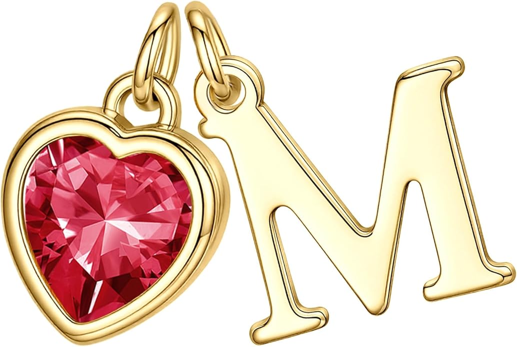 Turandoss Valentines Day Gifts for Her Trendy, Dainty 14K Gold Plated Initial A-Z Heart Birthstone Pendant Necklace Personalized Bridesmaid Birthday Valentines Jewelry Gifts for Women Girls