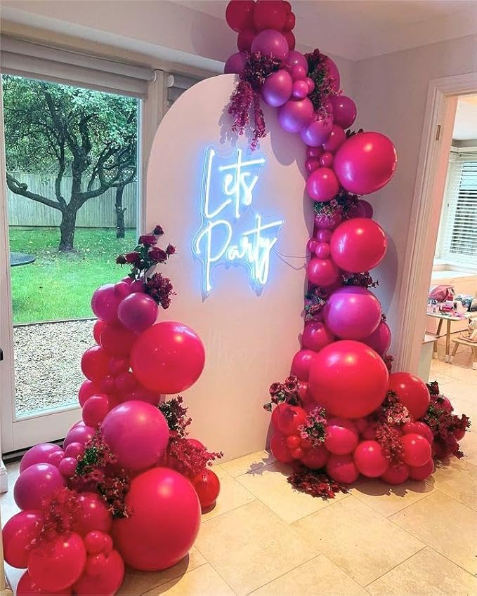 Bezente Hot Pink Giant Balloons 36 Inch - 8 Pack Jumbo Pink Balloons Large Round Hot Pink Latex Balloon for Wedding Bridal Shower Valentine's Day Birthday Party Backdrop Decorations