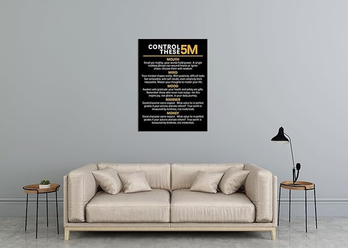 Inspirational Print Poster Control There 5M Motivational Canvas Office Wall Art Inspiring Quotes Picture Painting Modern Artwork for Home Bedroom Living Room Classroom Decor Frame[30''W X 40''H]