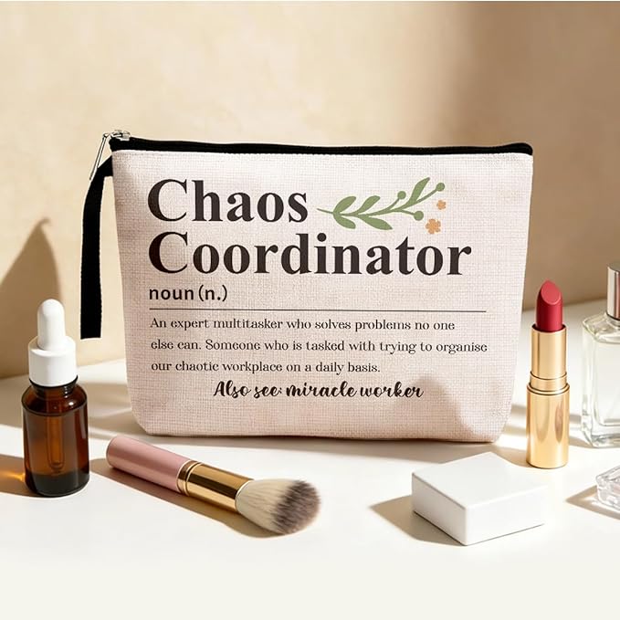 Hanamiya Na Chaos Coordinator Definition Makeup Bag Appreciation Chaos Coordinator Gifts for Women Boss Coworker Teacher Manager Mom Cosmetic Bag Zipper Pouch Bag Travel Toiletry Bag for Christmas