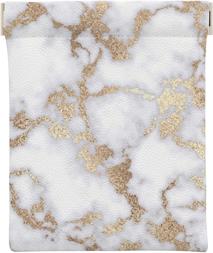 Coin Purse modern chic white gold foil marble Leather Squeeze Coin Purse Mini Pouch Change Wallet Bag Gifts for Women Kids Girls Key Holder