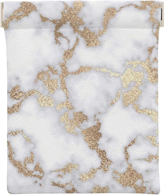 Coin Purse modern chic white gold foil marble Leather Squeeze Coin Purse Mini Pouch Change Wallet Bag Gifts for Women Kids Girls Key Holder