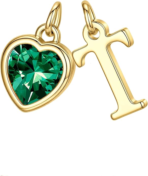 Turandoss Valentines Day Gifts for Her Trendy, Dainty 14K Gold Plated Initial A-Z Heart Birthstone Pendant Necklace Personalized Bridesmaid Birthday Valentines Jewelry Gifts for Women Girls