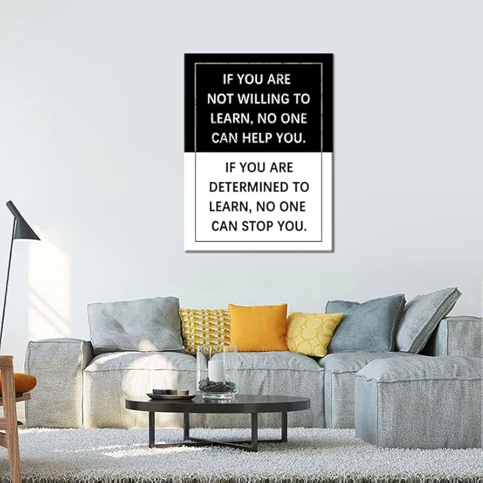 Inspirational Poster for Office Determined to Learn Entrepreneur Quote Positive Motivational Canvas Wall Art Painting Prints Wall Pictures for Living Room Home Decor Framed Artwork [30''W x 40''H]