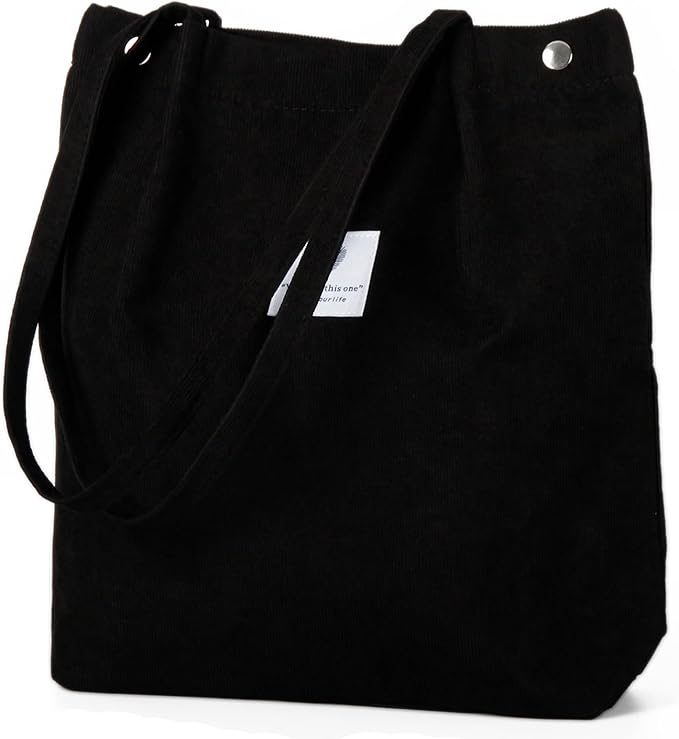 Corduroy Tote Bag Cute Tote Bags for Women Shoulder Bag with Inner Pocket for Work Beach Travel and Shopping Grocery
