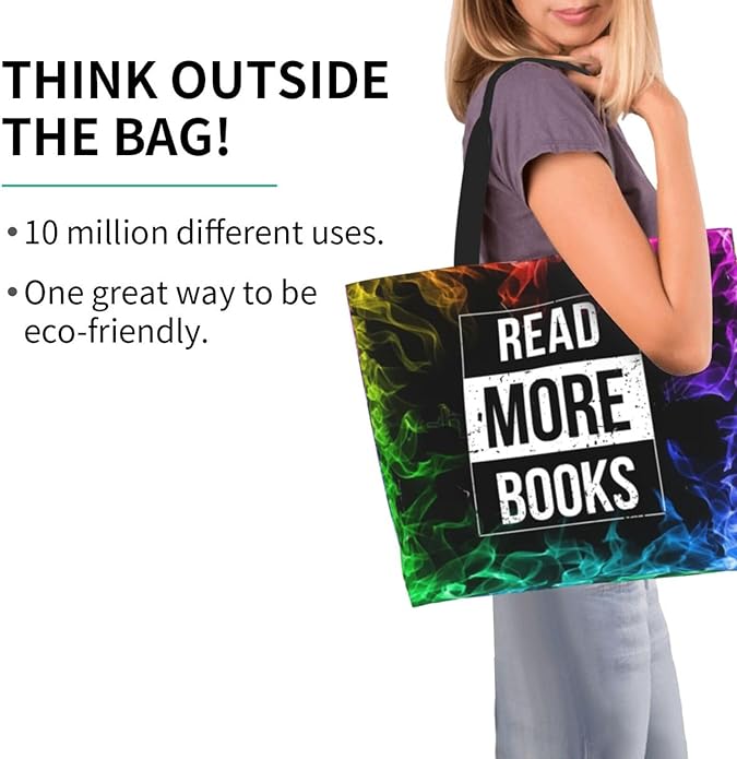 Vintage Read More Books Large Reusable Eco-friendly Shopping Bags Portable Storage Handbag