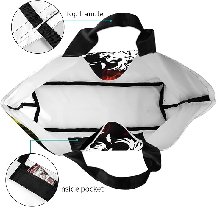 Roosters Fighting Large Reusable Eco-friendly Shopping Bags Portable Storage Handbag