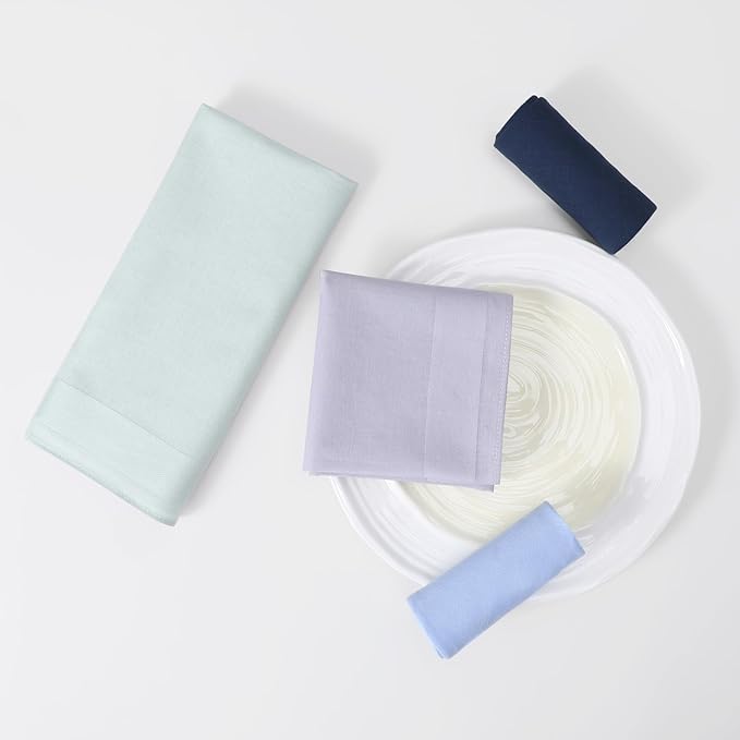 HOULIFE Men's Cotton Handkerchiefs, Solid Color 60S Soft Cotton Hankies for Men Women 6/12PCS 15.7"×15.7"