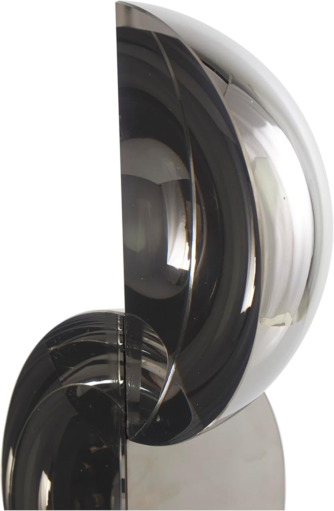 Deco 79 Crystal Geometric Decorative Sculpture Abstract Two-Tone Home Decor Statue with Stacked Semi Circles, Accent Figurine 5" x 4" x 18", Black