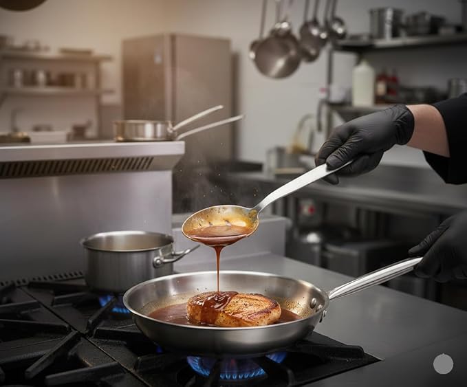 Chef Kunz Slotted Spoon | 18/10 Stainless Steel Serving Sauce Spoon | 9 Inches Plating Daily Chef Cooking Spoons (Slotted)