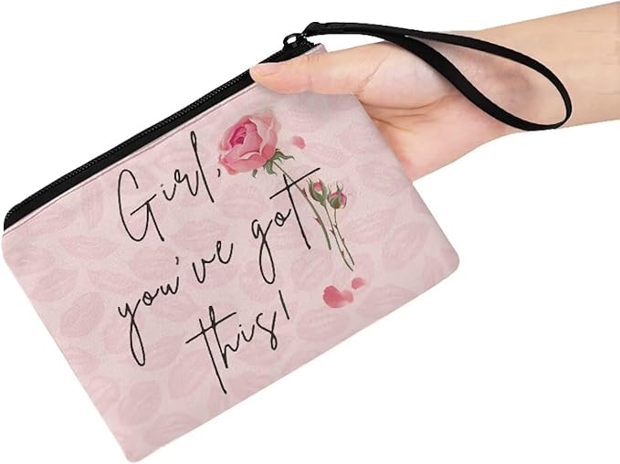 Dolyues Rose Coin Purse Wallets for Women Girls Change Pouch Travel Money Bag Soft Smooth Wallet Pink Womens Wallets Shopping Phone Bags