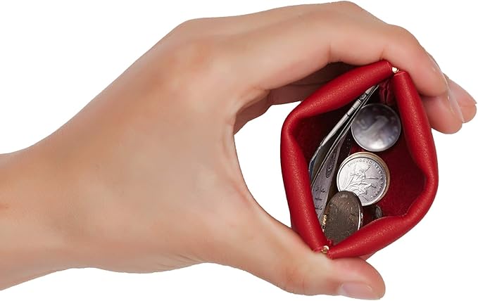 Travelambo Leather Squeeze Coin Purse Pouch Change Holder For Men & Women 2 pcs set