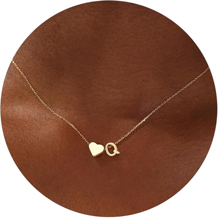 Turandoss Valentines Day Gifts for Kids Teen Girls - Dainty 18K Gold Plated Heart Initial A-Z Pendant Necklace Trendy Jewelry Heart Necklaces Birthday Valentines Day Gifts for Girlfriend Wife Women