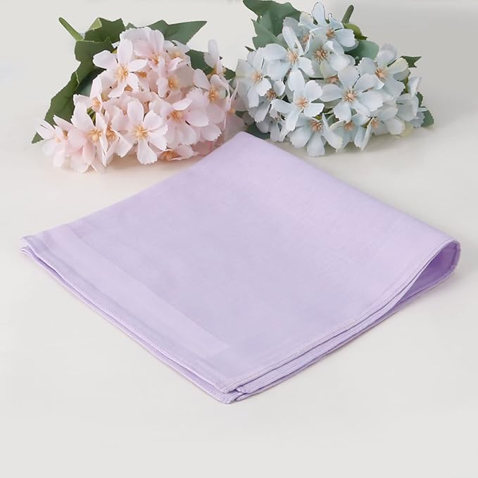 HOULIFE Men's Cotton Handkerchiefs, Solid Color 60S Soft Cotton Hankies for Men Women 6/12PCS 15.7"×15.7"