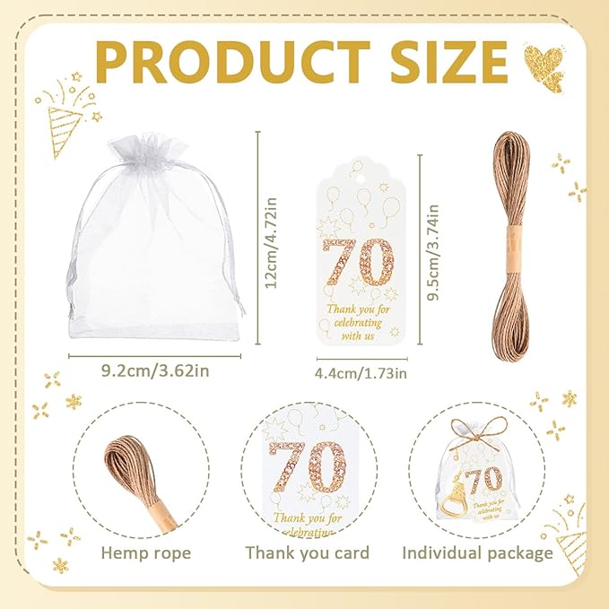 50 Pcs Golden 70th Birthday Party Favors with Rhinestones, 70th Birthday Bottle Openers,Perfect for Guests, Personalized 70 Beer Bottle Openers, 70th Anniversary Wedding Party Gifts (70th)