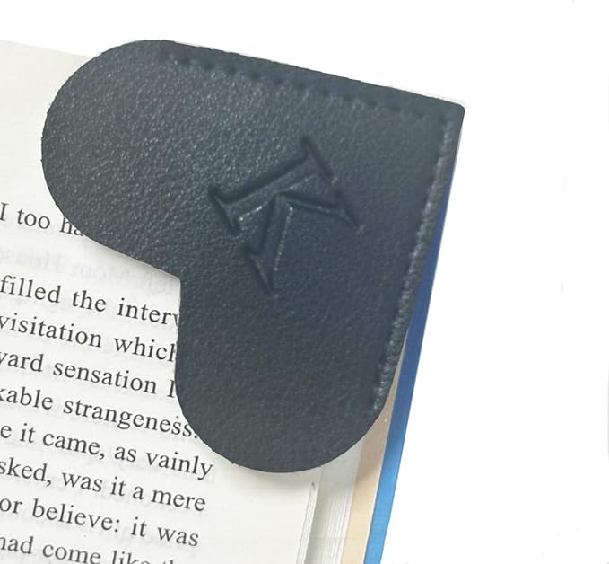 MOTEERLLU Personalized Leather Heart Bookmark with Initials, Cute Custom Corner Bookmarks for Reading Women, Men, Kids, Teachers, Book Lovers Gifts(Black K)