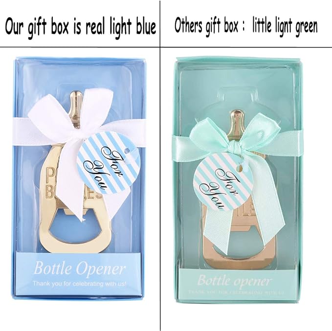 16 Pack Bottle Opener Baby Shower Favor For Guest,Cute Poppin Bottle Shaped Bottle Opener Favors for Baby Shower Souvenir Supplies and Decorations For Boy or Girl (Blue, 16)