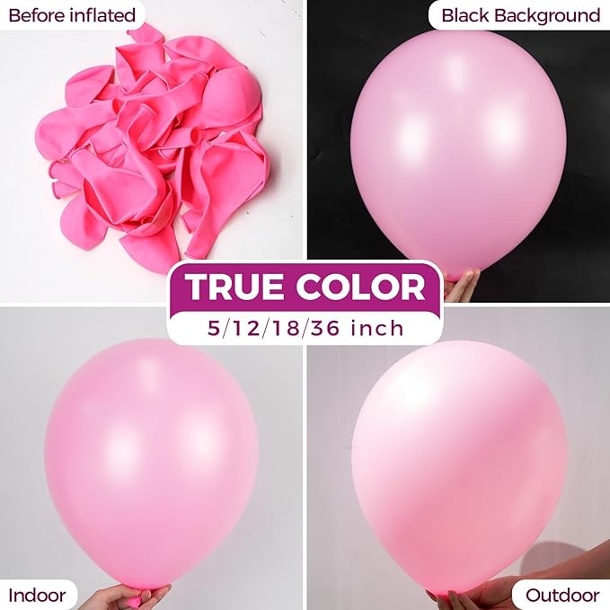 Bezente Pink Balloons Latex Party Balloons - 100 Pack 12 inch Round Helium Pink Balloons for Valentines Day Birthday Wedding Anniversary Bridal Shower Gender Reveal Party Decoration